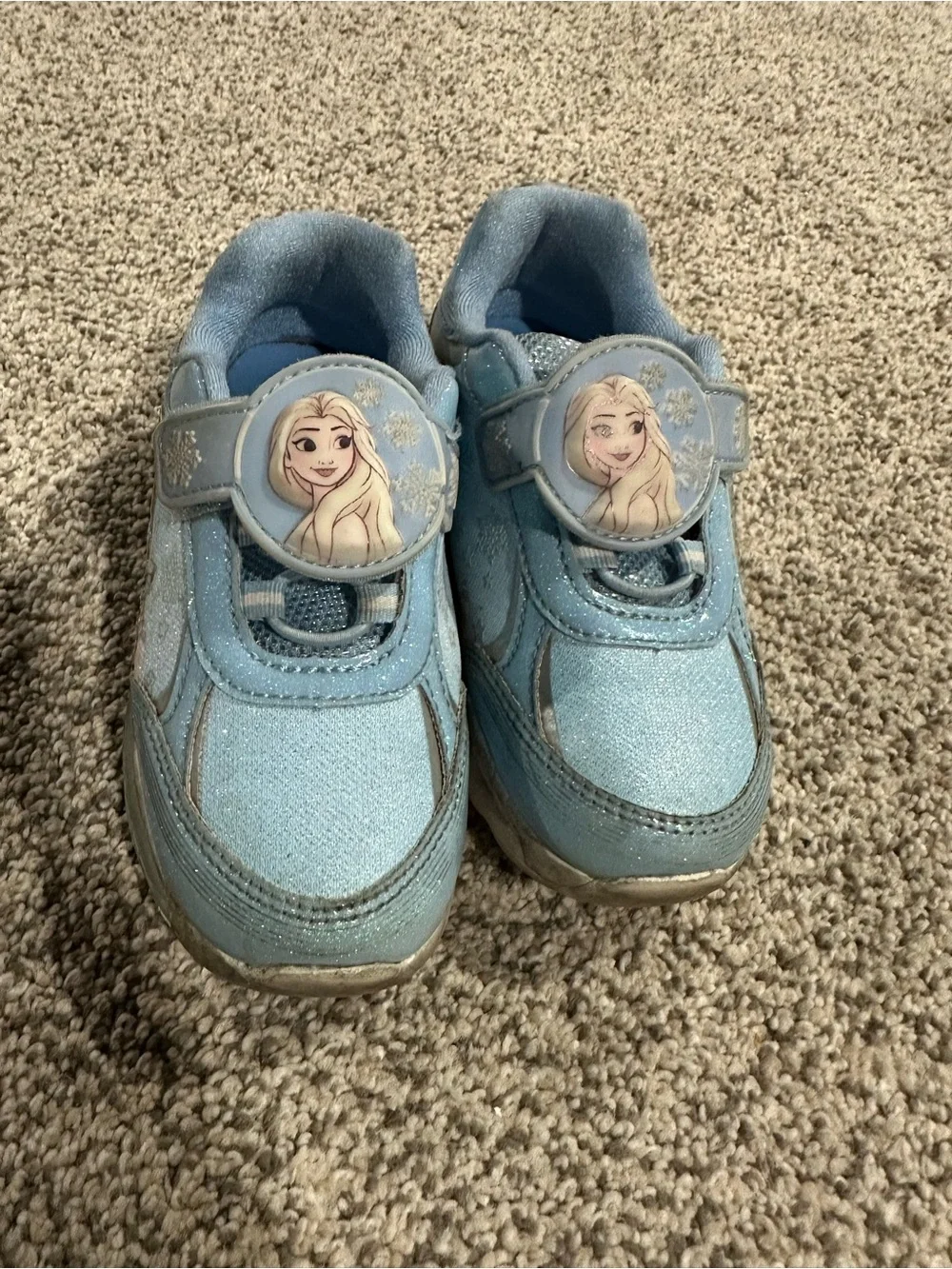 Sparkle Light Blue Kids Slip-On Sneakers with Character Accent